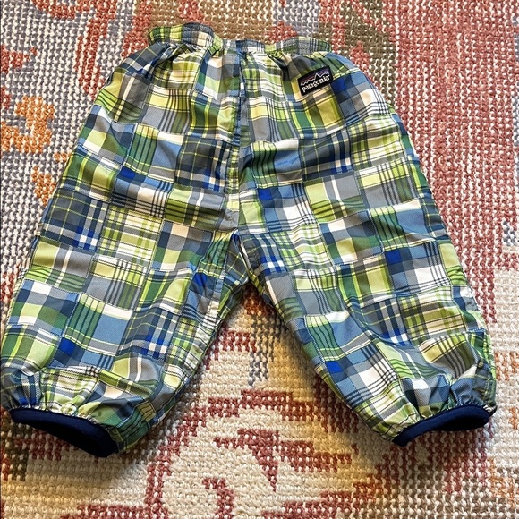Patagonia Blue Plaid Reversible Nano Puff Snow Pants Size 6 month - Picture 2 of 8